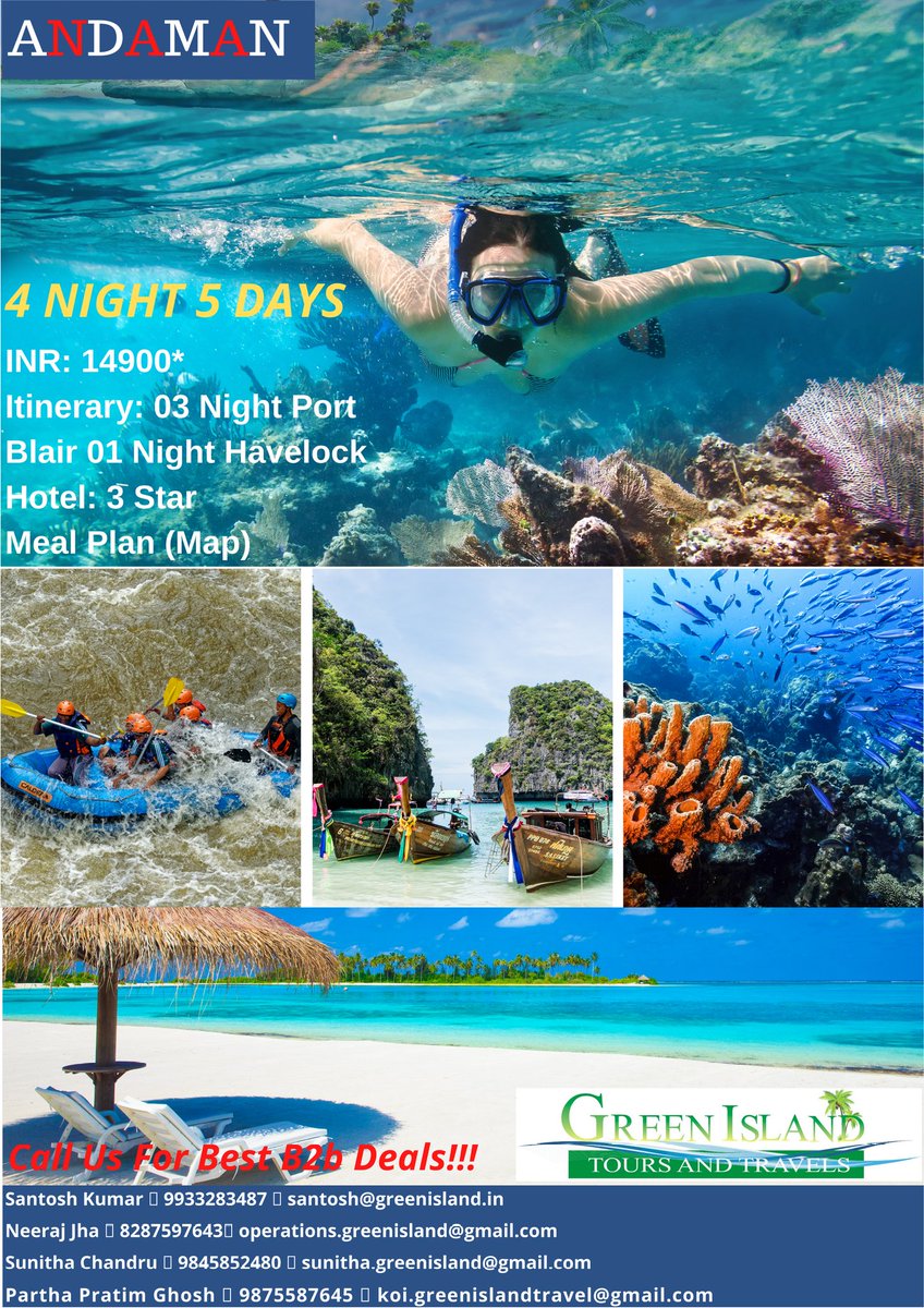GREENISLANDTOU3's tweet photo. ANDAMAN CALLING!!!

CONTACT US FOR BEST B2B RATES!!!

#andamanandnicobarislands #Travel #travelagent #trip #holidays #traveling https://t.co/1nKW8CNXzD