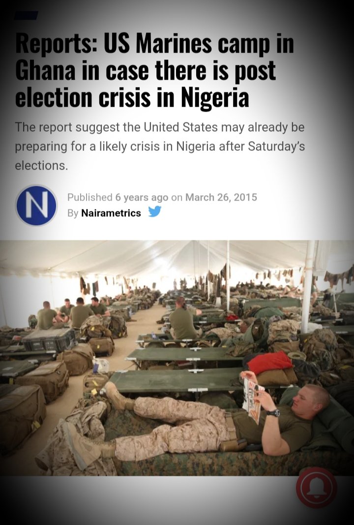 Forty eight hours to election day three U.S Marines VSP- Osprey landed in Accra's airport in Ghana, with 300 U.S Marines. Their task was to move into Nigeria and evacuate foreigners when violence erupts. Yes they were that confident on what the CIA predicted.