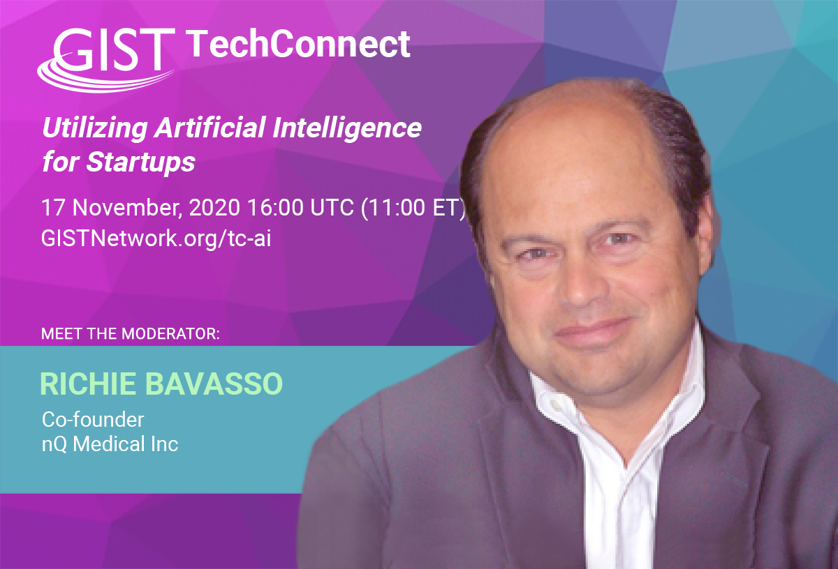 GISTNetwork's tweet photo. Join us for the next #GISTTechConnect on 17 Nov! Ritchie Bavasso of @nqmedical leads this discussion on the role #artificialintelligence can play in supporting early-stage innovators. #GEW2020 https://t.co/NaXWXKsCyb https://t.co/zISLmDPYhP