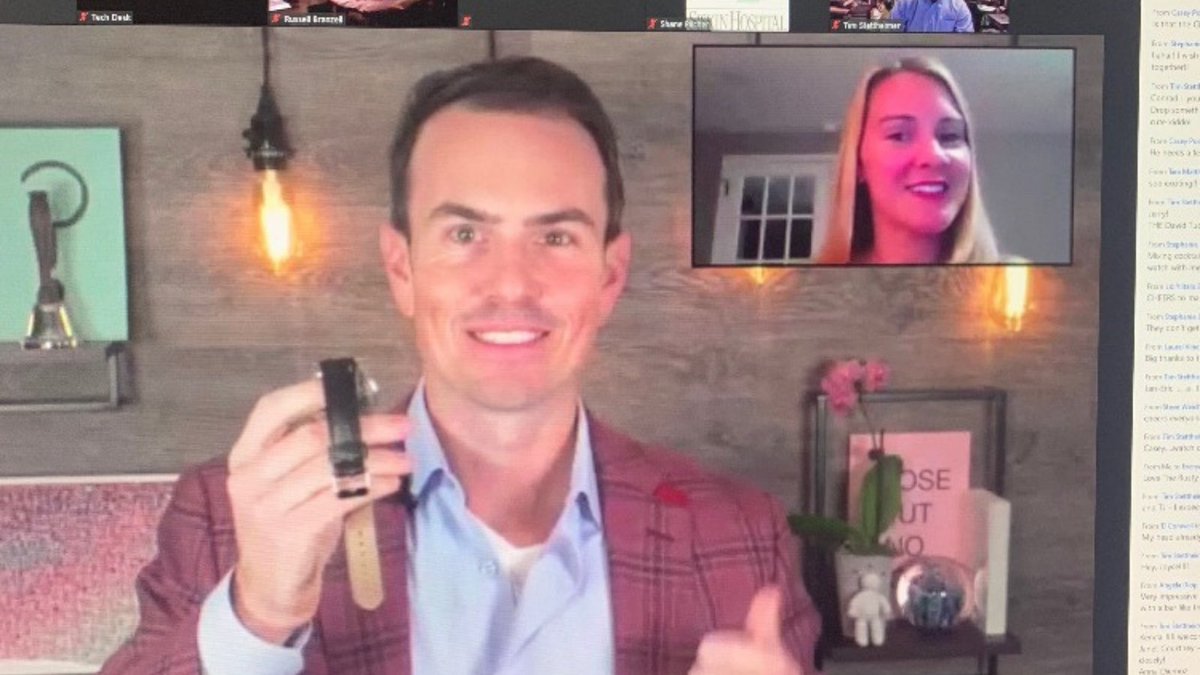 Our #TeamELLKAY members were blown away by <a href="/theKevinViner/">Kevin Viner</a> tonight along with fellow #CHIME20 attendees! Especially our team member Kerri, who's son's time of birth he set on the watch he is holding!