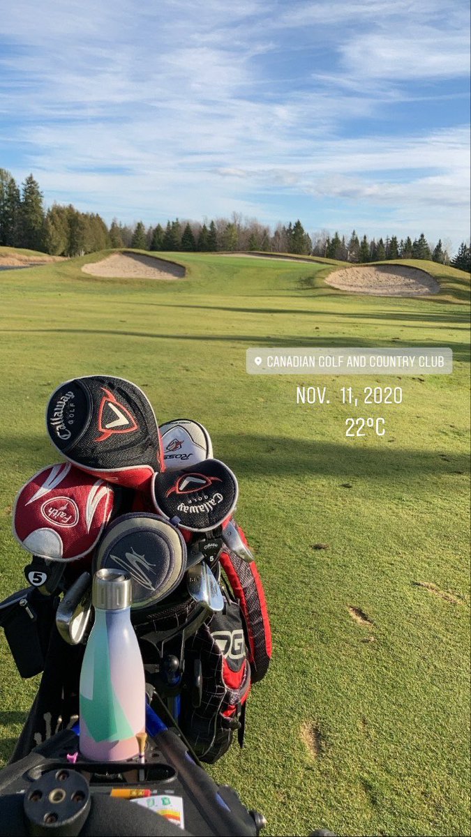 mbordeleau's tweet photo. Only 4th round of the year and played boogie golf! I think my caddie in heaven is smiling. Fall was his favorite time of the year for golf. This one was for you @chapeaunoirgolf ❤️ https://t.co/jcacHgLa79