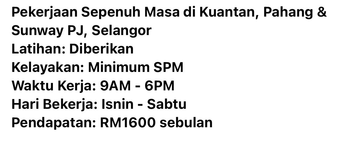 ISynergyGroup's tweet photo. JAWATAN KOSONG :
Brand Ambassador/Marketing Consultant
(INTERNSHIP/FULLTIME)

OFFICE LOCATION : 
Bandar Sunway, Selangor

Apply here👇🏻
https://t.co/GhM34uXVNu

Email :
infinitysynergygroup@gmail.com
Phone :
https://t.co/YV5iVp3ml9 https://t.co/a4kgYA1XPx