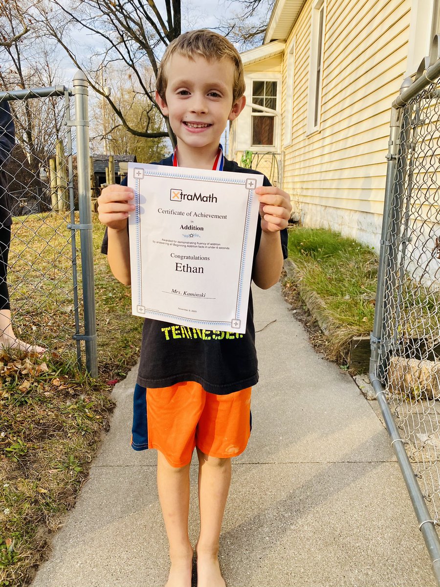 MrsKaminski1's tweet photo. Still crushing goals from home! I was so excited to deliver this certificate and medal. Keep up the great work! 👏 https://t.co/XRvNp9ANMQ