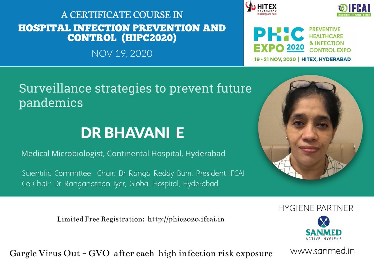 sanmed_health's tweet photo. Free registration for HCPs is open till Nov 15 for PREVENTIVE HEALTHCARE AND INFECTION CONTROL EXPO 2020 & certificate program on HIPC scheduled on Nov 19-21 at Hitex Hyderabad. Register online at https://t.co/Na1kiJb05v for live streaming access #infectioncontrol #ifcai https://t.co/tT5UV5ys1h