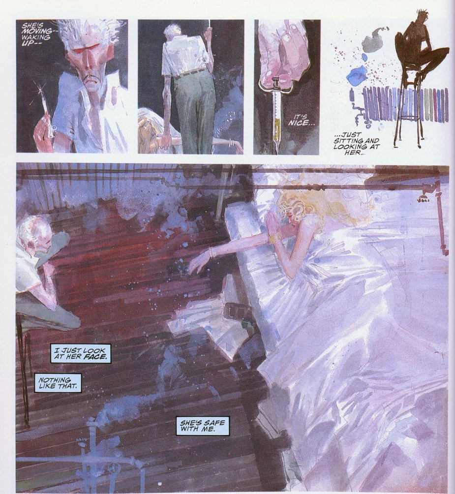 The story plays on the fact that the Kingpin's wife Vanessa has been semi-comatose for a long time. Since Frank Miller's first Daredevil run, in fact. So he kidnaps the wife of a psychiatrist, Paul Mondat, to force him to heal Vanessa.