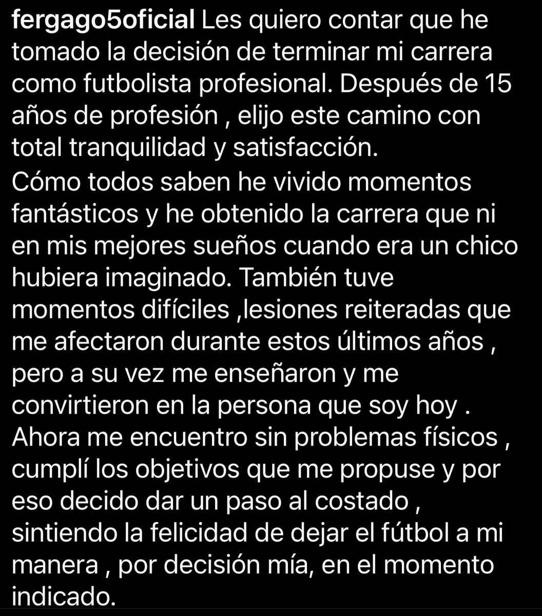 la12tuittera's tweet photo. AHORA | @fernandogagome anuncia en su cuenta de #instagram SU RETIRO del fútbol. 

Les dejamos uno de los párrafos de su despedida. 

La Bombonera siempre será su casa CAPITÁN 💙💛💙🎩 https://t.co/kIOLsAh6U6