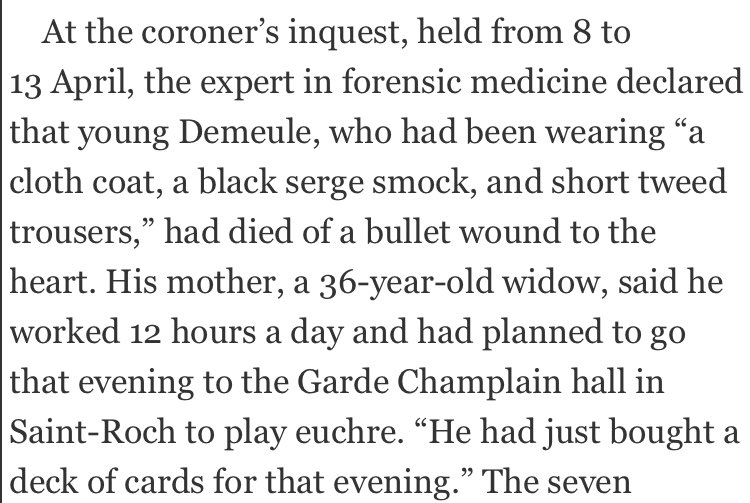 After an initial surge of popularity, Canadians came to hate the war and Borden could not generate volunteers. So working class men were conscripted, leading to massive protests, unrest in Canada. Police killed five people in Quebec City, including 14-yr old Georges Demeule. (14)