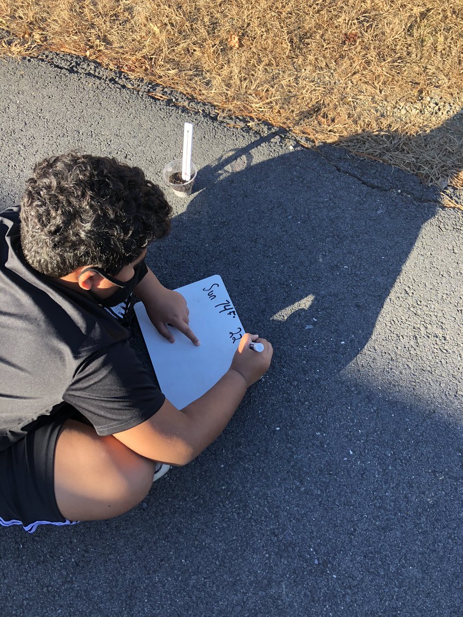Perfect day to teach Ss about the effects of solar energy! Checking temps of soil in the sun and in the shade ☀️☁️🌡 @DedhamRiverdale