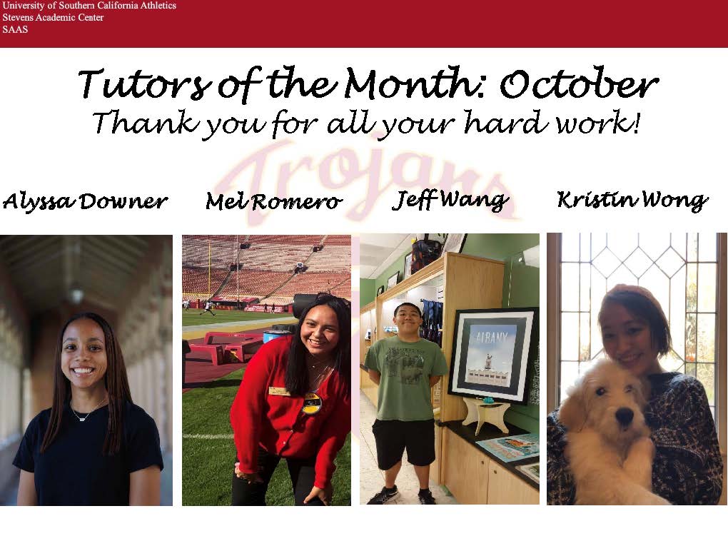 uscsaas's tweet photo. Shout to our tutors of the Month for October! We could not do what we do without you!! https://t.co/TjCiyYOJfr