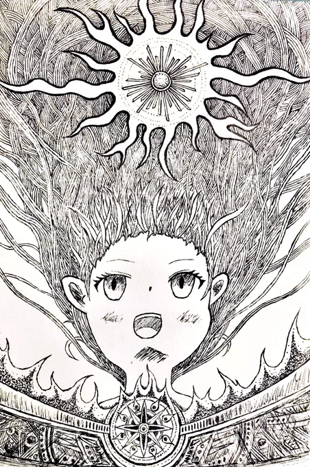 お天道様の目はギラギラ。

#ペン画
#イラスト
#アナログイラスト
#イラスト好きさんと繋がりたい
#絵描きさんと繋がりたい 