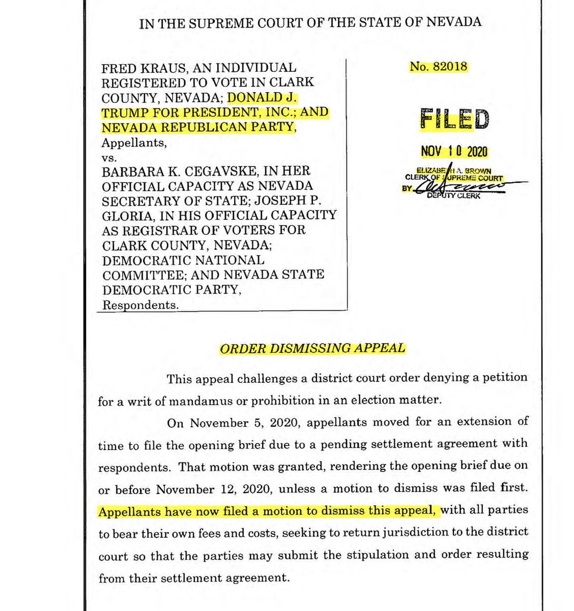 Marc E Elias And So The Day Ends With The Trump Campaign Dismissing Its Own Appeal From The Nevada Supreme Court Some Day I Will Reflect Back On The Trump
