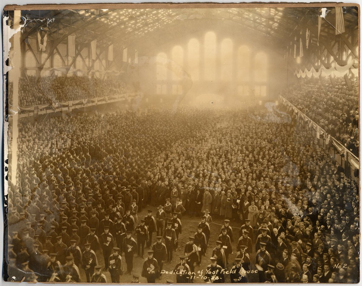 MichiganHist's tweet photo. This is not a very socially distanced crowd:
Dedication of Yost Field House at the University of Michigan - 11/10/1923 (BHC)
#umich #AnnArbor 
https://t.co/22m6nOEptn https://t.co/WZadMyAupA