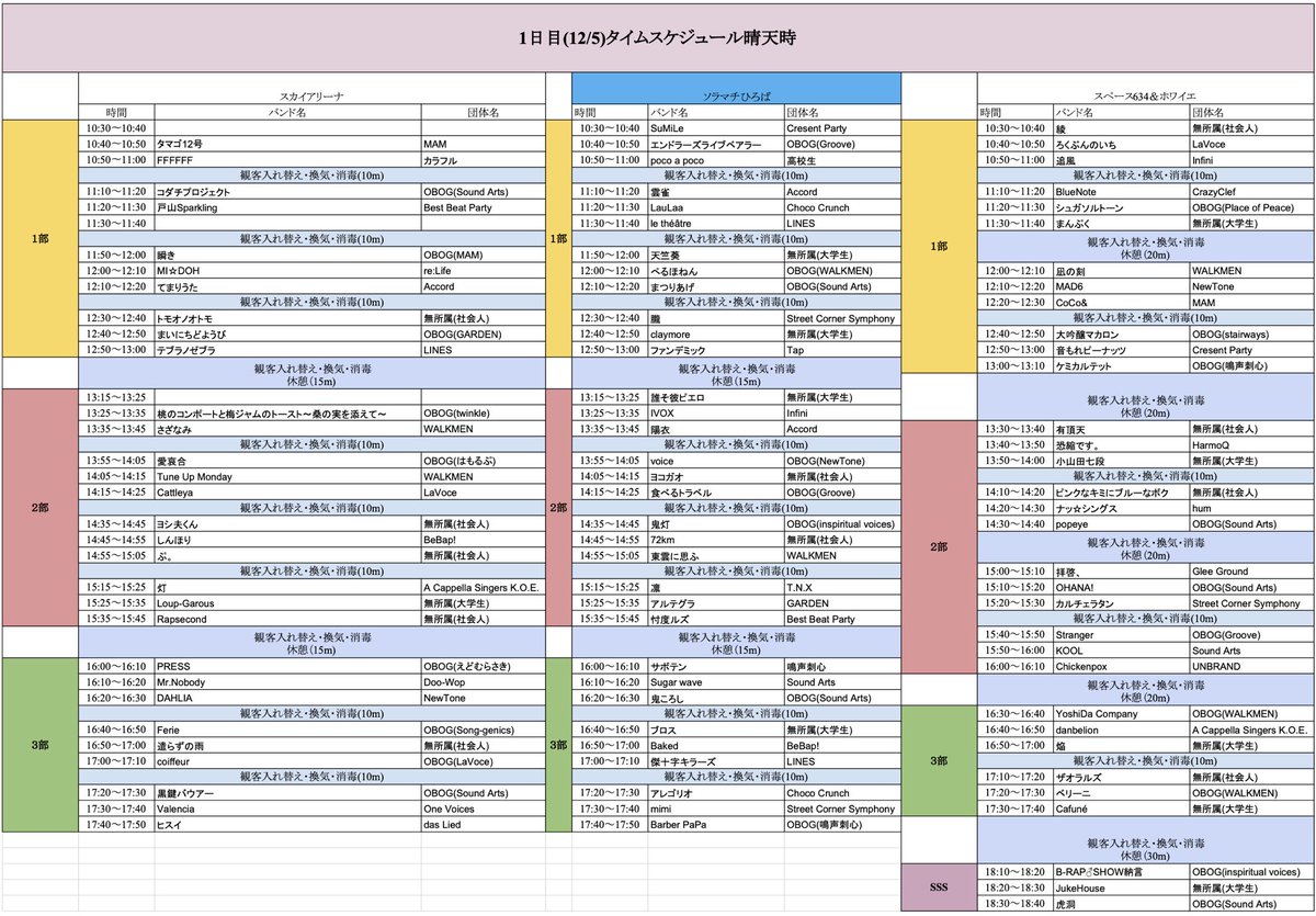 solacappella's tweet photo. 【SAS'20 タイムスケジュール発表】

本年度のタイムスケジュールは画像の通りです❗️

規模縮小での開催とはなりますが、TSをみて当日の計画を立てるところから当イベントを楽しんでいただけたら嬉しいです☺️☺️

#SAS2020 https://t.co/ga0HLcyZZ3