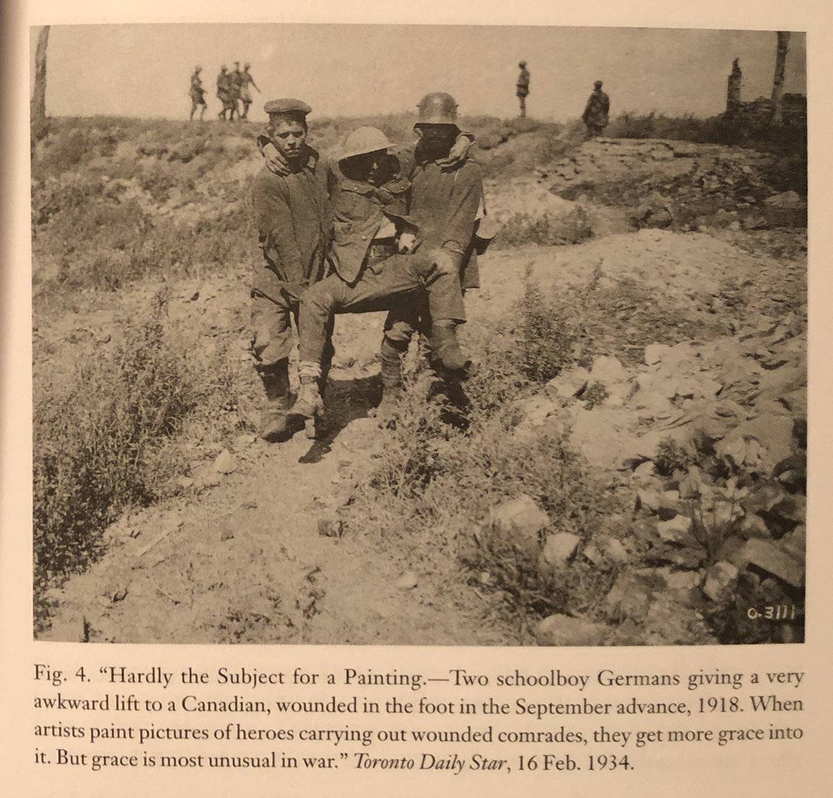 Letters to the editors hammered this point, as veterans and their families lambasted the war and the class system it upheld. This was highlighted by a series of war photos published in 1934. Some pictured here. Next tweet is a caption of a photo of Cdn soldiers w/one German. (24)