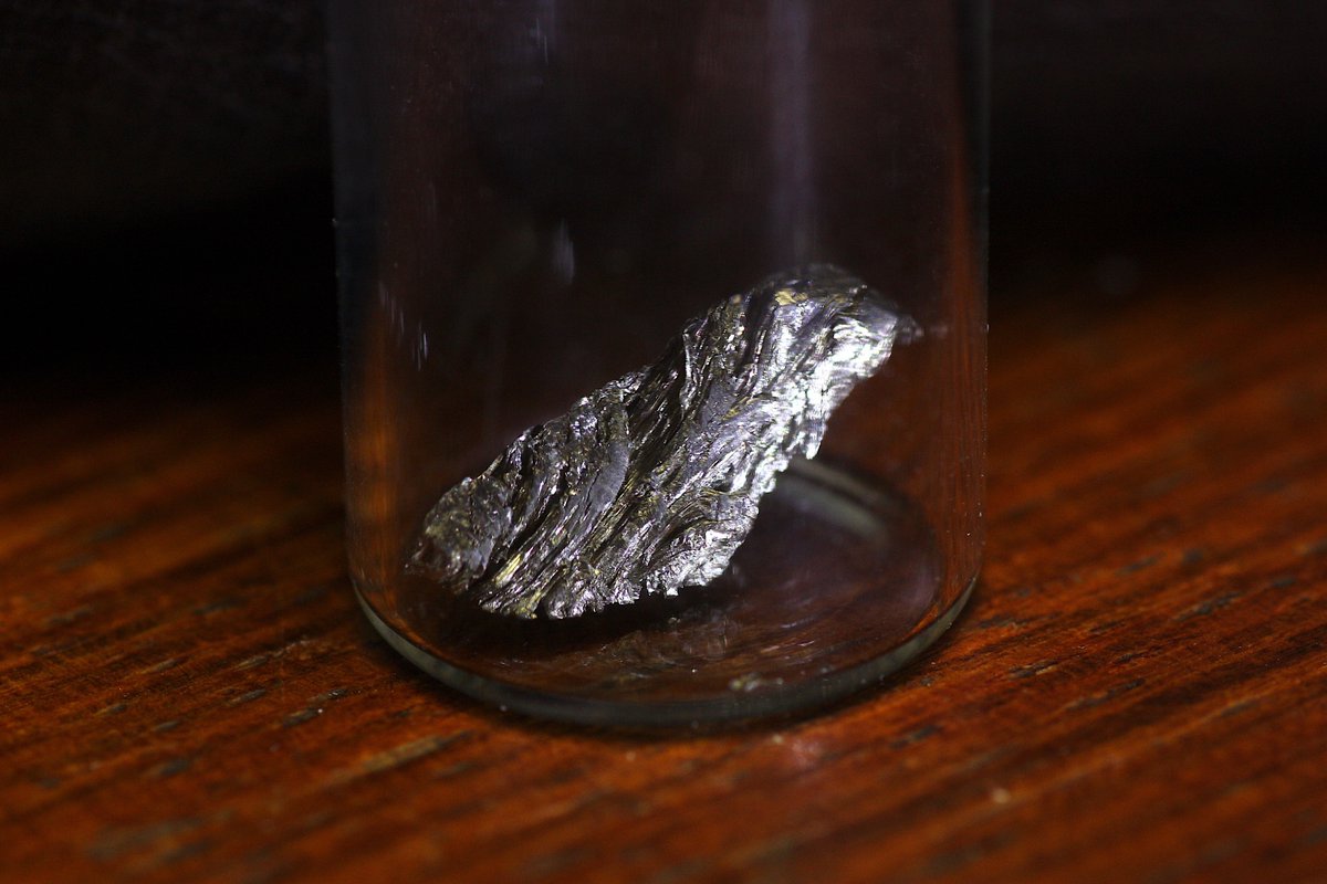 Terbium  #elementphotos. Black compound is terbium oxide (Tb4O7).