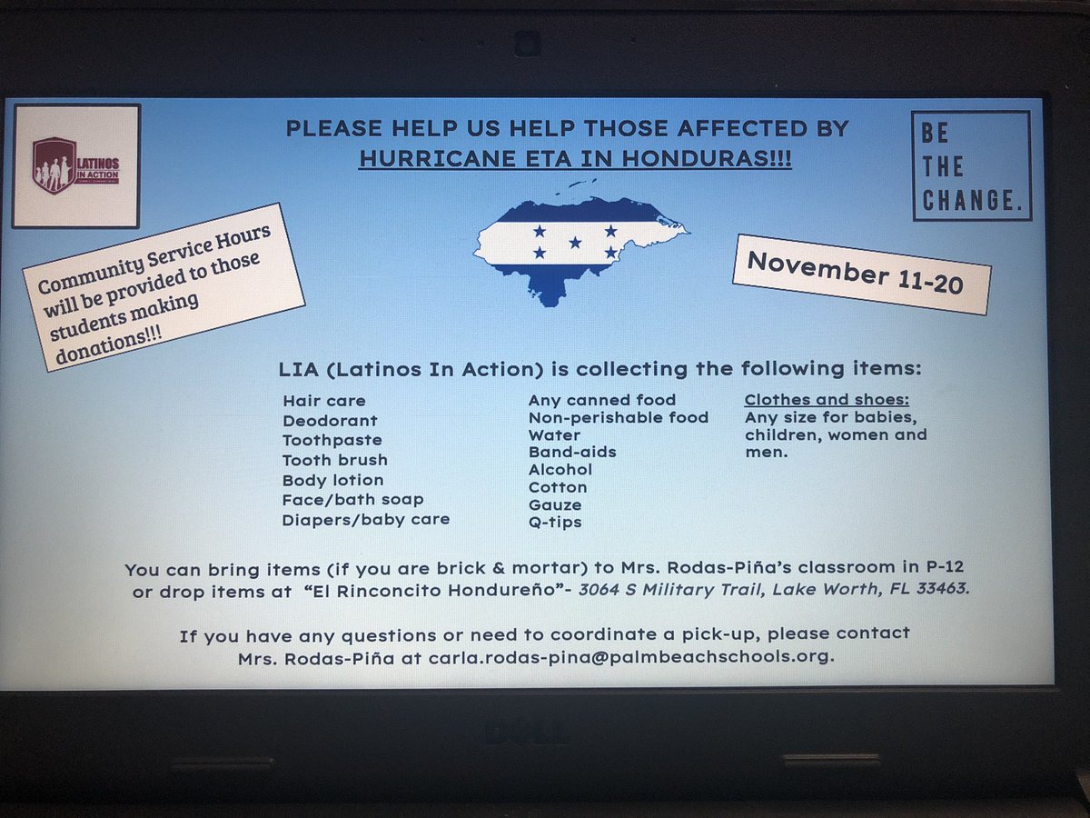 Please help us help Honduras! Take any donations to P-12 from November 11-20. Community Service Hours given to those students who donate. @LancerLeonard #BeTheChange