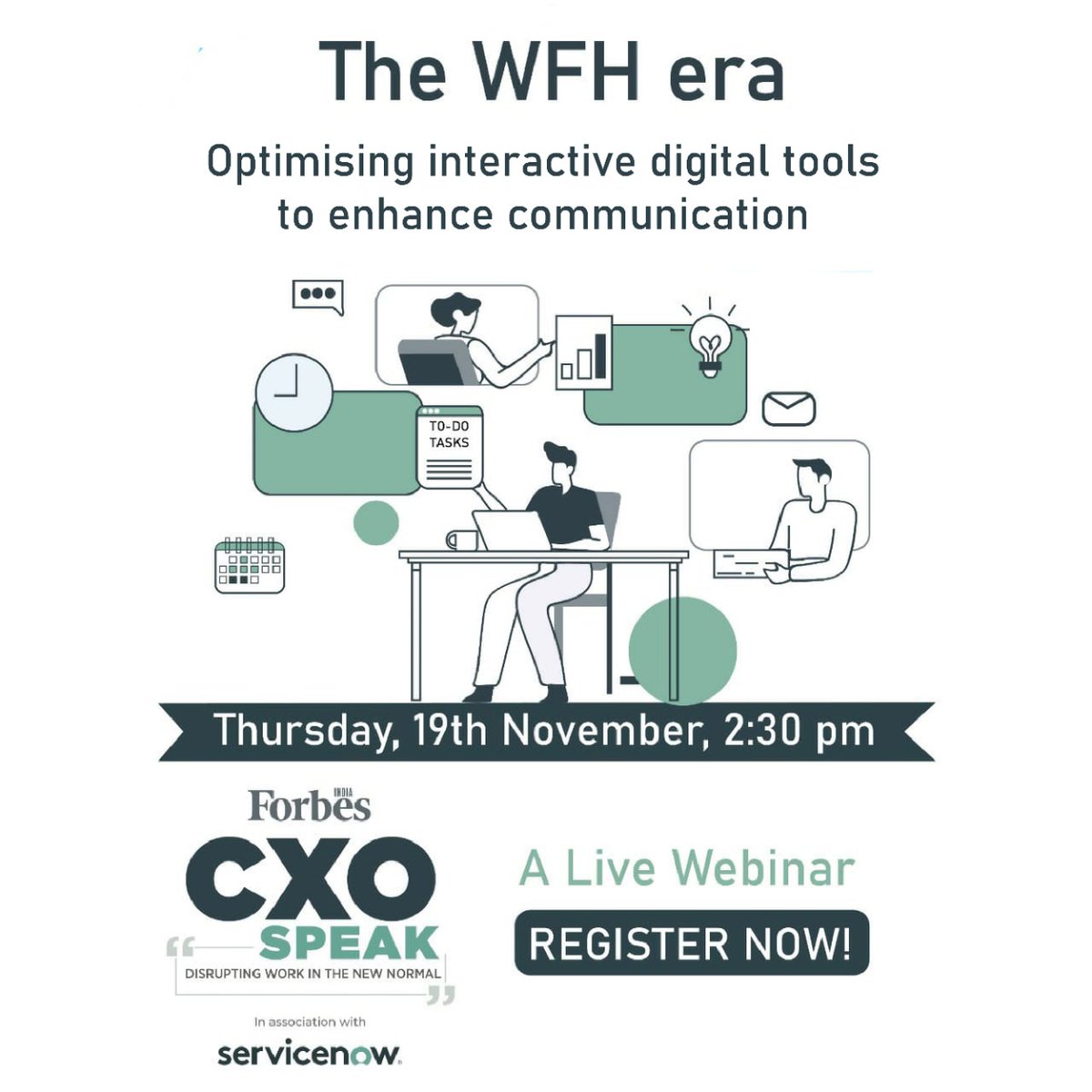 ForbesIndia's tweet photo. In the new WFH era, how are companies accelerating communication between cross-functional teams by adopting new technologies? Watch #ForbesIndiaCXOSpeak on November 19 at 2:30 pm.
Register now - https://t.co/qjZgu5QDL0
#WorkFlowFromHome @servicenow https://t.co/5FU8W2YYVP