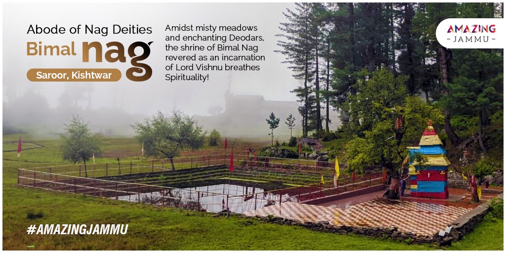 AmazingJammu's tweet photo. Amidst misty meadows and enchanting deodars, the shrine of Bimal Nag, revered as an incarnation of Lord Vishnu, breathes Spirituality!

Altitude ~ 8450 ft

#AbodeofNagDeities 
#AmazingJammu
#IncredibleIndia
#DekhoApnaDesh https://t.co/gsyCAVBASX