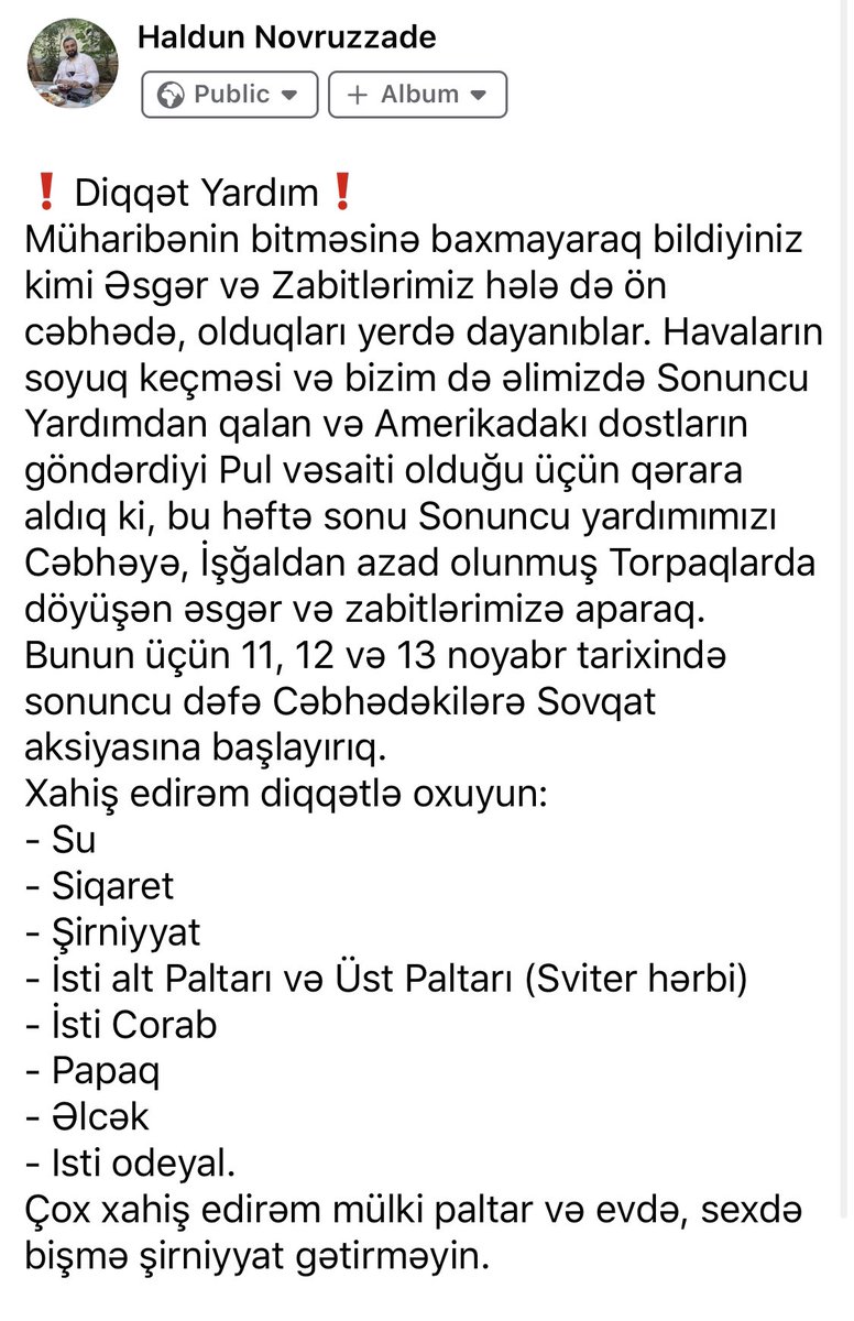 ❗️Sonuncu Yardım Aksiyası❗️