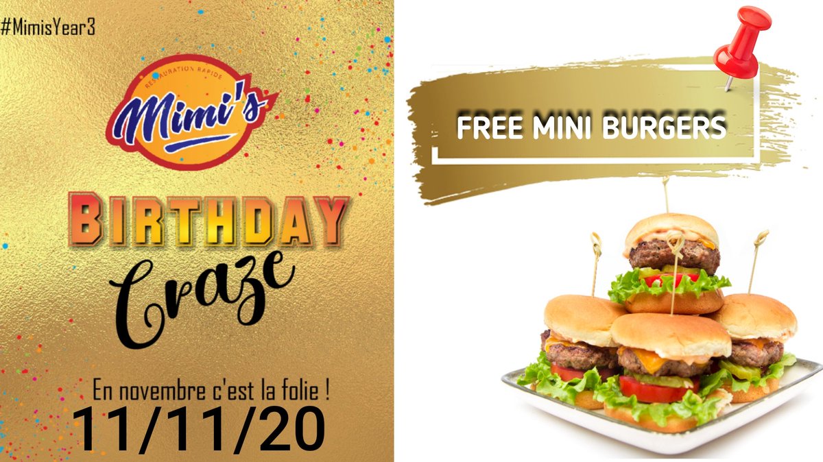 Mimi_ChiChi1's tweet photo. 3 ans que l'aventure mimi's a commencé! Et c'est nous qui offrons des cadeaux! 
Chaque client aura droit a un mini burger aujourd'hui! 😉 https://t.co/724BN5Zb2s