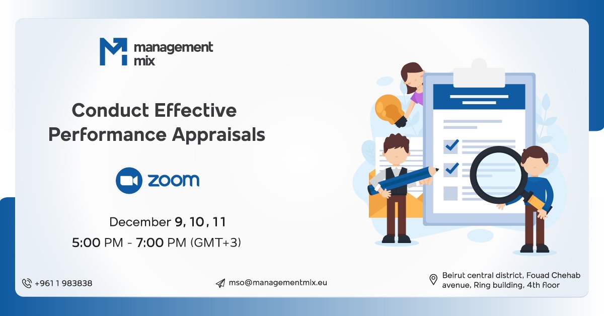 "Conduct #Effective #Performance #Appraisals " #Online #Training organized by #ManagementMix 

Contact us for #Registration ☎📧
#Lebanon