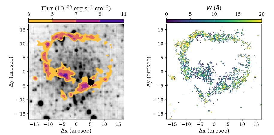 What we discovered (and with we I mean  @KatjaFah) – which is mind-boggling – is this Halpha ring. It is somehow offset from the center of KK203 and has a diameter of 440 pc. That's one large structure for you...