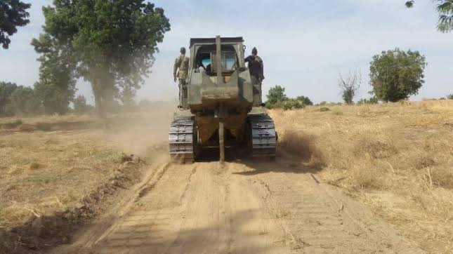 Nigerian caterpillars were busy clearing the Sambisa to give way for the construction of a shooting range and sporting complex for the Nigerian army to hold sporting events...well the rest is history. The army was even lucky to hold one sporting event. The moment