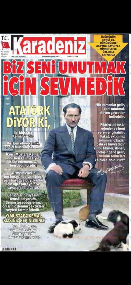 saadet_acet's tweet photo. KARADENİZ GAZETESİ 👏👏👏
İnsan, kalbi attıkça değil, kalpler onun için attıkça yaşar.
Ülkemizin kurucusu Gazi Mustafa Kemal Atatürk’ü saygı ve minnetle anıyoruz.
#Atatürk
#KemalAtatürk
#MustafaKemalAtatürk
 #Minnettarız
#Karadeniz https://t.co/V51M0d5OFd