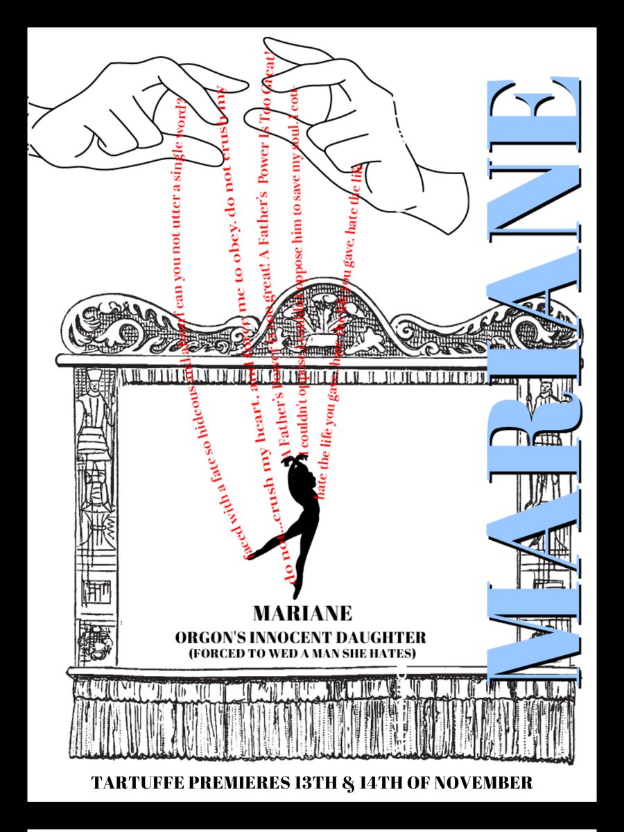 Character spotlight on Mariane! 

Don't miss Tartuffe!
Premiers 12:01 Am on Friday the 13th and will be available to view until 11:59 on Saturday the 14th of November!
🎭🎭🎭
Link: showtix4u.com/event-details/…