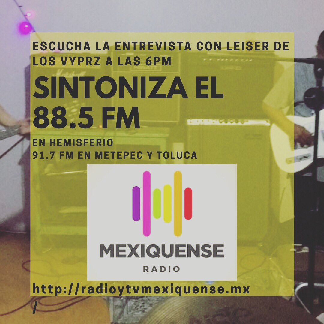VyprzM's tweet photo. Y a las 6pm sintoniza el 88.5fm en @MexiquenseR Entrevista de Lei con nuestra amiga @LuzCasarin https://t.co/gumQzzfdXB