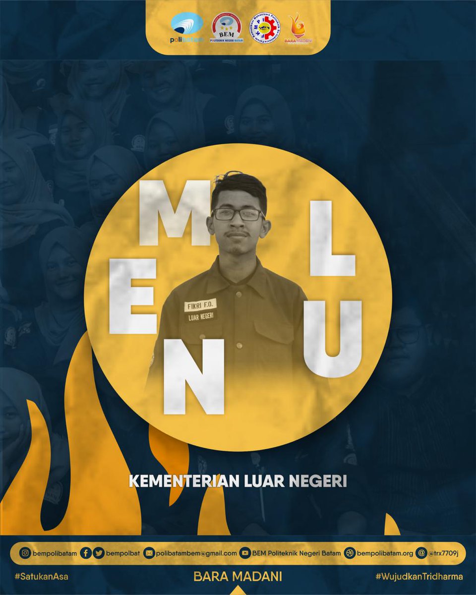 bempolbat's tweet photo. [KEMENTRIAN LUAR NEGERI]
.
Halo Wak!
.
Ada pepatah yang menyebutkan bahwa “Tak kenal maka tak sayang”. Disini kita akan menjelaskan sedikit struktur..
https://t.co/FRExP79YFu
#BEMPolibatam #BEM2020 #BaraMadani #SatukanAsaWujudkanTridharma https://t.co/m0iaqZhWzj