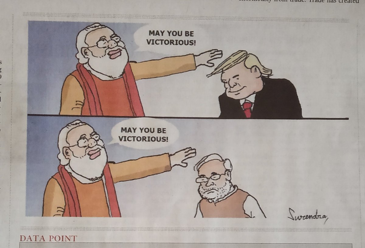 Over the past few days, I was collecting snapshots of how  @malinip's unbiased newspaper,  @the_hindu was covering the Bihar election campaign. Would like to begin this thread with the cheap cartoon published yesterday (based on exit polls).Who has the last laugh now?