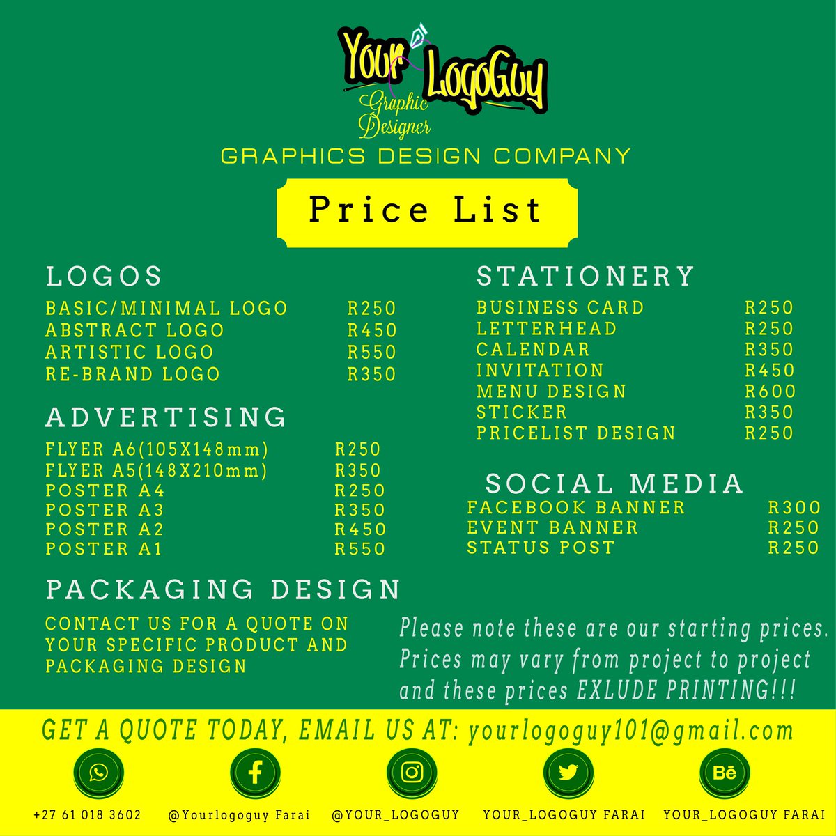 Graphic Design Price List South Africa Graphic Design Price List South Africa