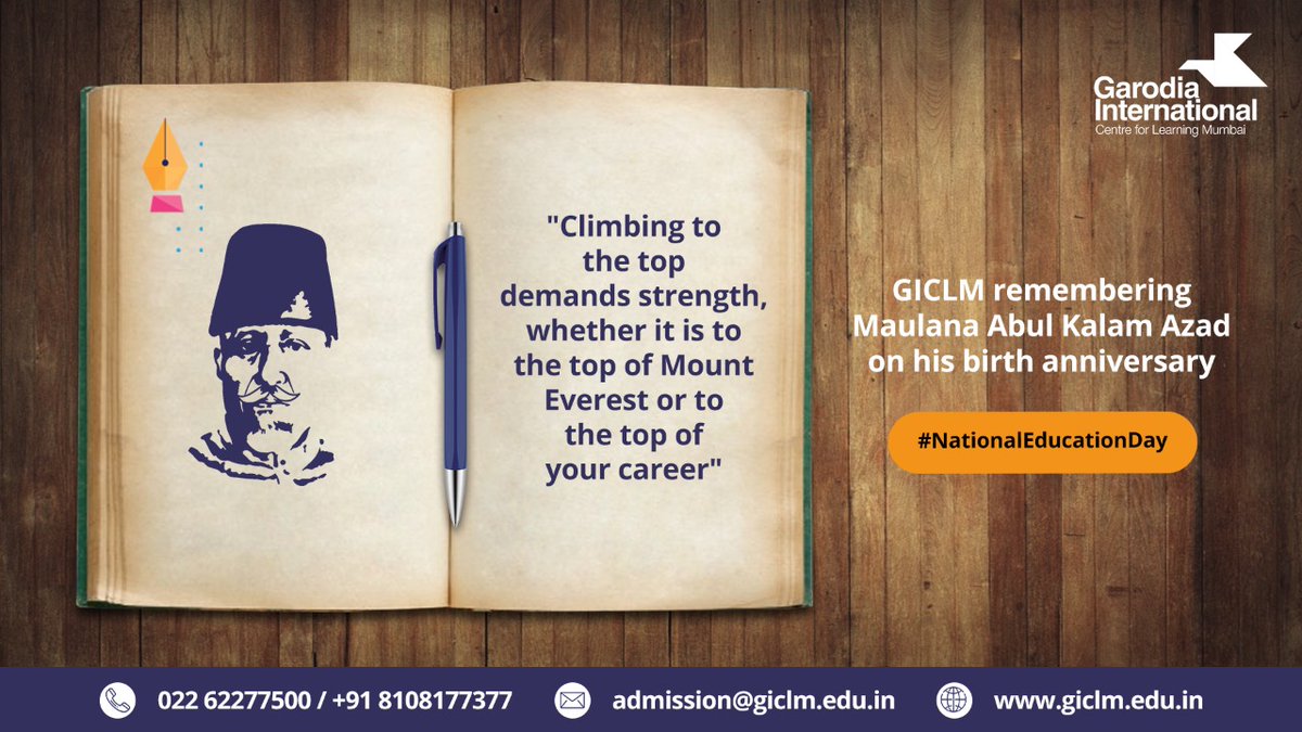 GICLM_'s tweet photo. #GICLM remembers Mr. Azad on his 132nd birth anniversary which is also celebrated as #NationalEducationDay. With admiration in our eyes & pride in our heart, we are amazed at how his inspiring words continue to motivate us even today.
#GarodiaEducation #NationalEducationDay2020 https://t.co/afLp9wKuVD
