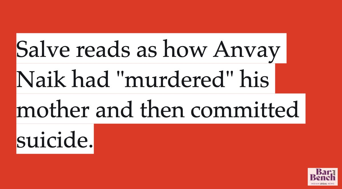 Salve reads as how Anvay Naik had "murdered" his mother and then committed suicide. #SupremeCourt  #ArnabGoswami