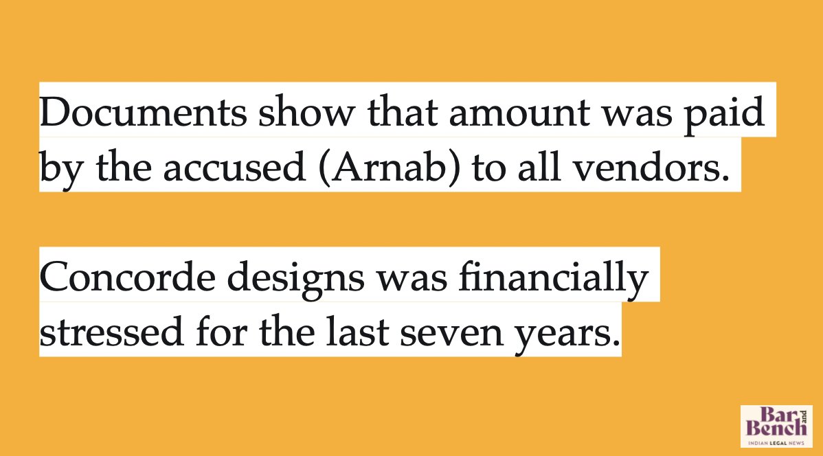 Salve: Documents show that amount was paid by the accused (Arnab) to all vendors. Concorde designs was financially stressed for the last seven years. #SupremeCourt  #ArnabGoswami