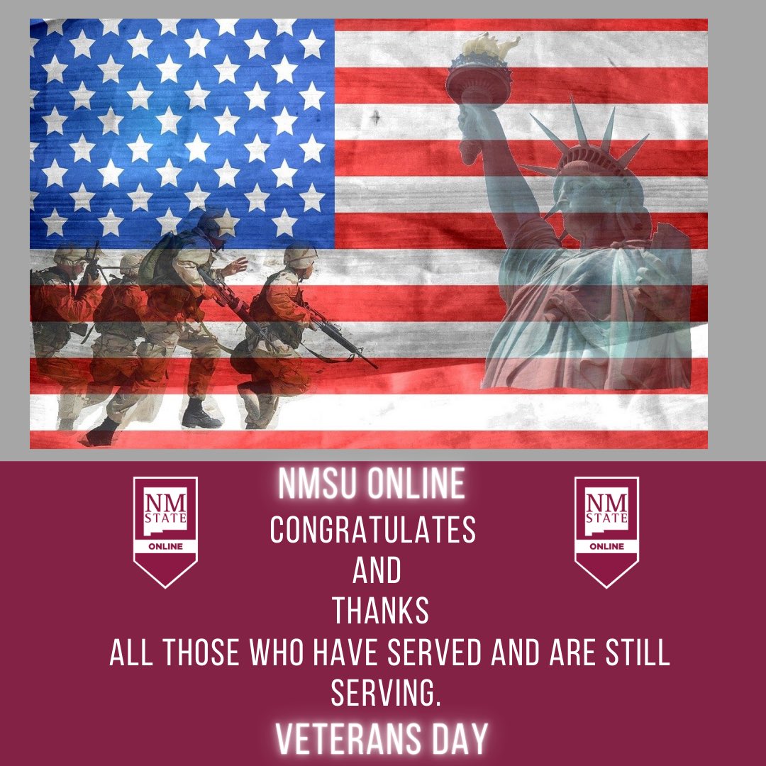 Thank You Veterans! 🇺🇸 

<a href="/nmsu/">New Mexico State</a> <a href="/nmvetsmemorial/">NM Veterans Memorial</a> <a href="/NMSUMVP/">NMSU Military & Veterans Programs</a> <a href="/HispanicOutlook/">Hispanic Outlook</a> <a href="/CrucesSunNews/">Las Cruces Sun-News</a> <a href="/NewMexico/">New Mexico TRUE</a> <a href="/VAVetBenefits/">Veterans Benefits</a> @NmdvsDorn @WSMissileRange <a href="/usa/">USA</a> <a href="/veteransday2/">Happy Veterans Day</a> <a href="/NMSU_engineer/">NMSU Engineering</a> #VeteransDay2020 #thankyou #gracias