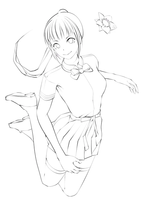 フォロワーさん向けざっくり工程。
線画→ざっくり色置き→書き込み✍🏻 