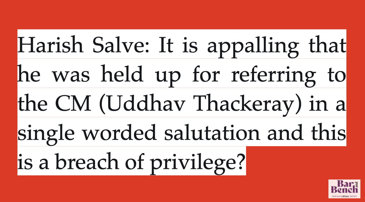 Salve: It is appalling that he was held up for referring to the CM in a single worded salutation and this is a breach of privilege? #ArnabGoswami