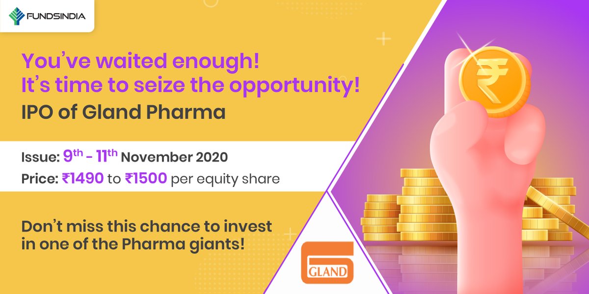 Have you invested in the Gland Pharma IPO yet? If not HURRY UP!!! The clock is ticking! 

#glandpharma #glandpharmaipo #fundsindia