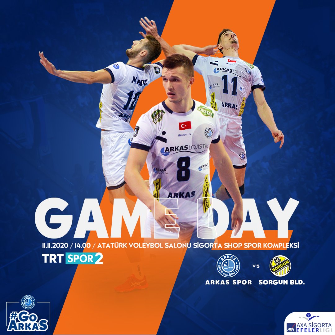 arkas_spor's tweet photo. 🏆 AXA Sigorta Efeler Ligi 7.Hafta Erteleme Maçı⠀⠀ ⠀
🏐 Arkas Spor - Sorgun Bld. 
📍 TVF Atatürk Voleybol Salonu Sigorta Shop Spor Kompleksi 
👉 11.11.2020⠀⠀⠀⠀
⏰ 14:00
📺 TRT SPOR2 
📢 Maç seyircisiz oynanacaktır. 
🔵⚪ 
#GoArkas
 #ninesquared #MaskeniTak https://t.co/bhX20qCOtL