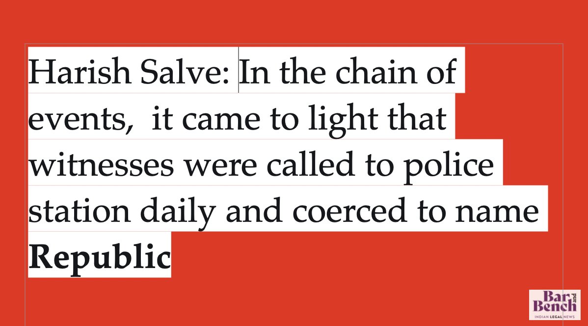 Salve: In the chain of events, it came to light that witnesses were called to police station daily and coerced to name Republic #SupremeCourtofIndia  #SupremeCourt  #ArnabGoswai  #ArnabGoswami