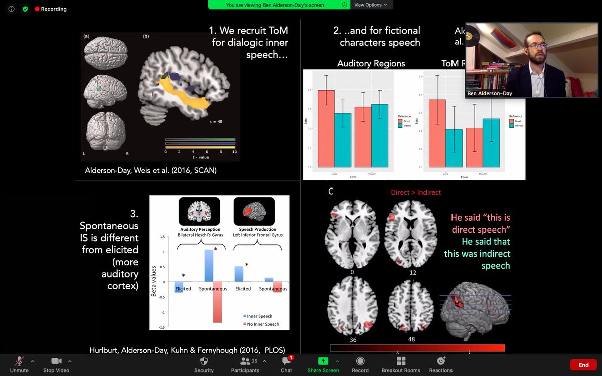 echrgroup's tweet photo. Inner speech &amp; theory of mind processes give an insight into the cortical activity behind the 'rounding out' of meaning &amp; characterisation in voice-hearing experiences. These can also be seen in vivid imagery during reading &amp; writing novels @aldersonday #ECHRANZ2020 https://t.co/HrVMR6JvQL
