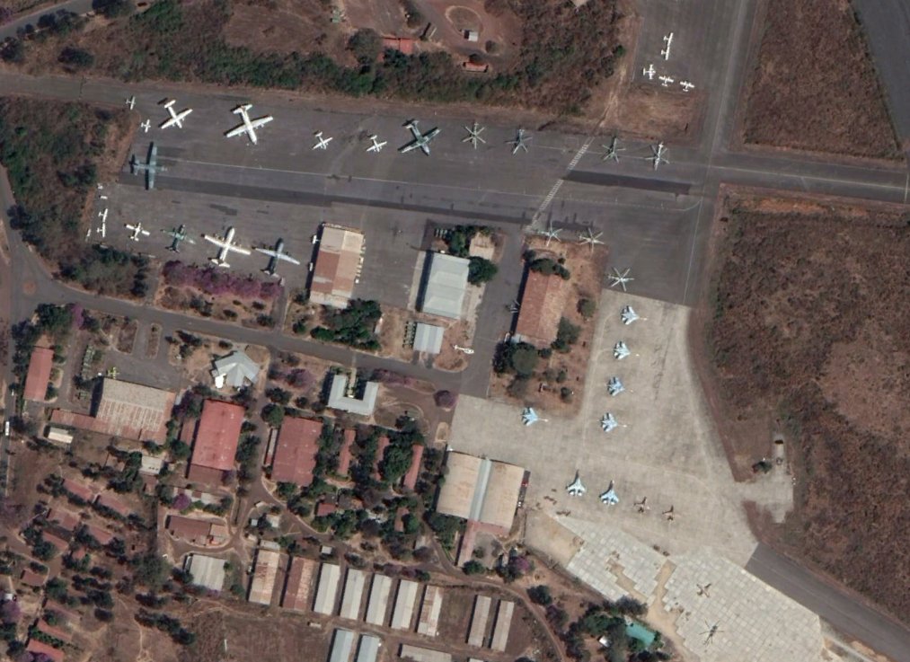 Next is Bishoftu, outside Addis, the most important base in the country going back nearly a century. Aircraft of all types, and at least one nearby air defense battery