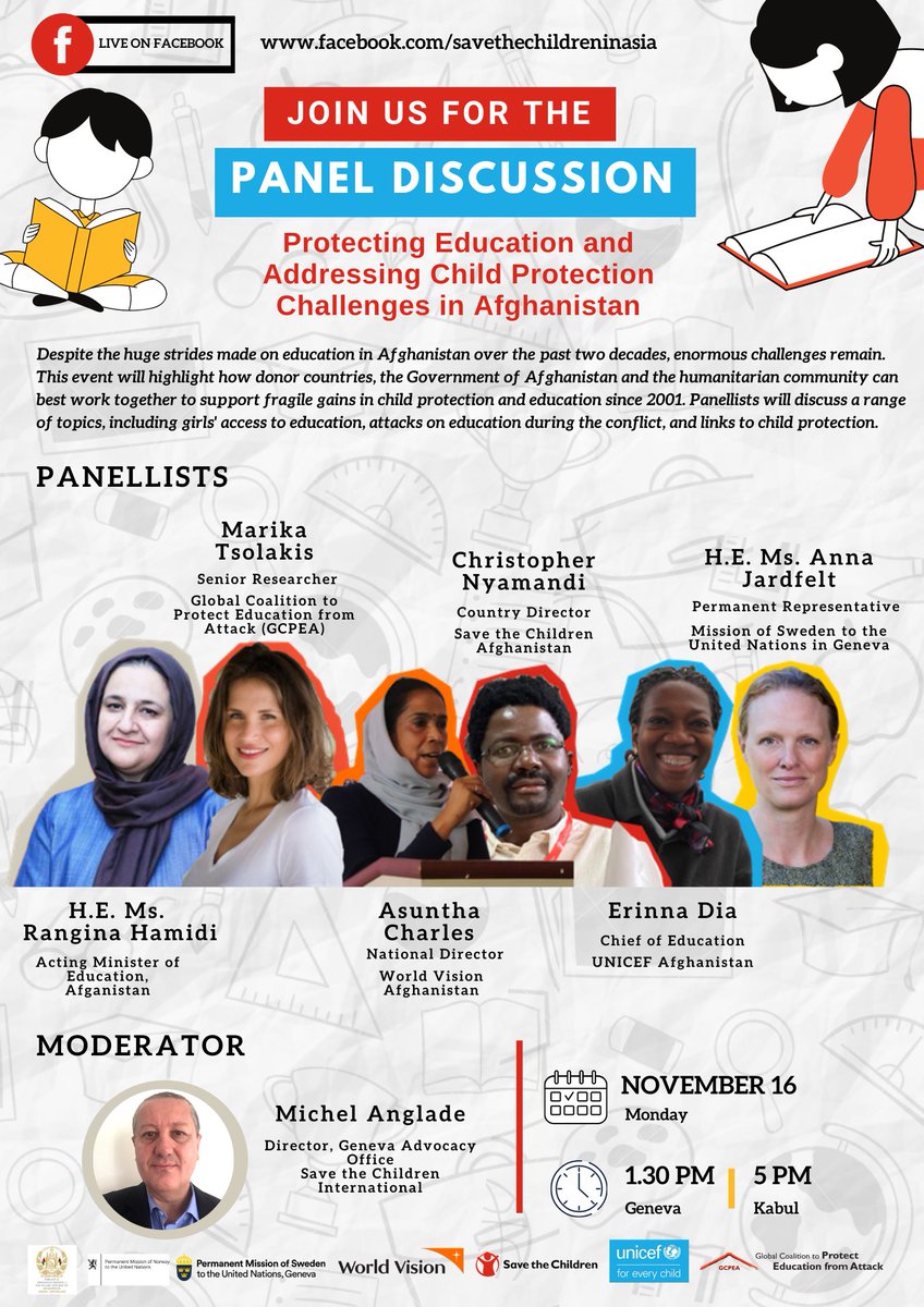 #Afghanistan is still one of the world's worst places to be a child. Ahead of the #2020AfghanistanConference, join us for a event on education & child protection on Mon 16 Nov at 13.30 CET / 17.00 Kabul.

Register: bit.ly/2UguznS
Follow live: facebook.com/savethechildre…