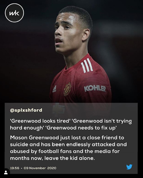 StrettyNews's tweet image. Mason Greenwood liked this post on Instagram 😔