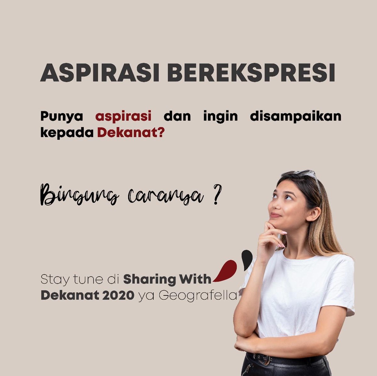bemfge_ugm's tweet photo. Hallo Geografella 🖐️
Ada yang spesial nih 😊
Yuppsss!!! Sharing With Dekanat 2020 akan datang dan menampung seluruh aspirasi kalian terkait dengan kebijakan yang ada di kampus 😁
Pantengin dan stay tune terus ya Geografella Muda 😉
#comingreallysoon
#SharingWithDekanat2020 https://t.co/R8zqf7vB9y