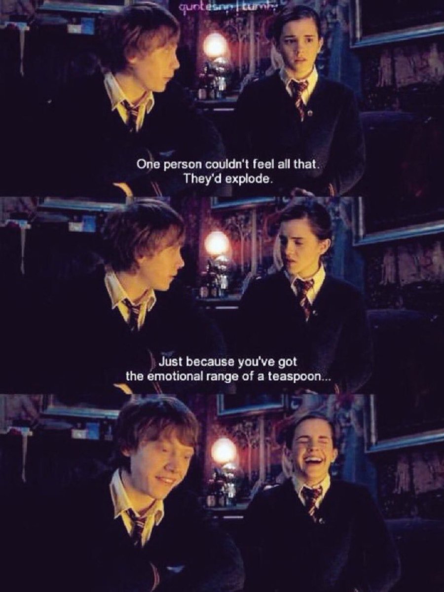 NetworkPotter's tweet photo. One person couldn't feel all that. They'd explode."
"Just because you've got the emotional range of a teaspoon." https://t.co/7QLb5NAan2