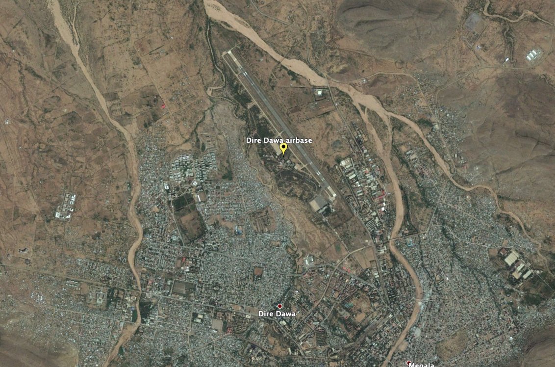 Last is Dire Dawa, further east, which from August imagery seems primarily a helicopter base, though you can also see some (most?) of Ethiopia heavy airlift capacity there as well
