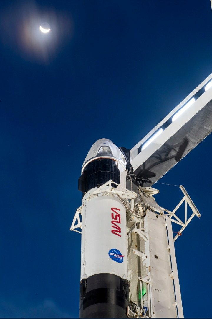 MazedSpace's tweet photo. It is standing upright and ready to get launched on Nov 14 (6:19:50 am).

#spacex #crew1 #ElonMusk #NASA #ISRO #spacemazed https://t.co/mhAh8jcdoi